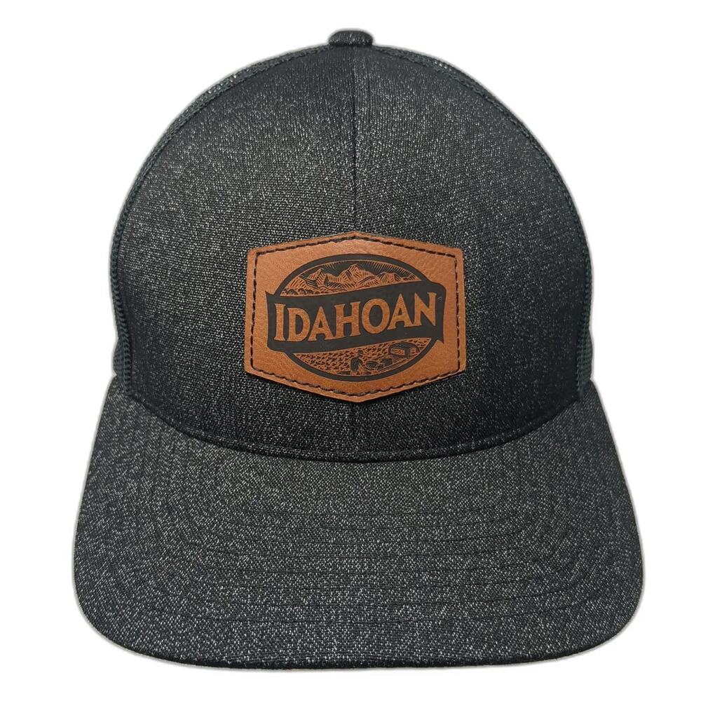 Pacific Headwear Black One Size Trucker Hat Snapback Idahoan Leather Patch